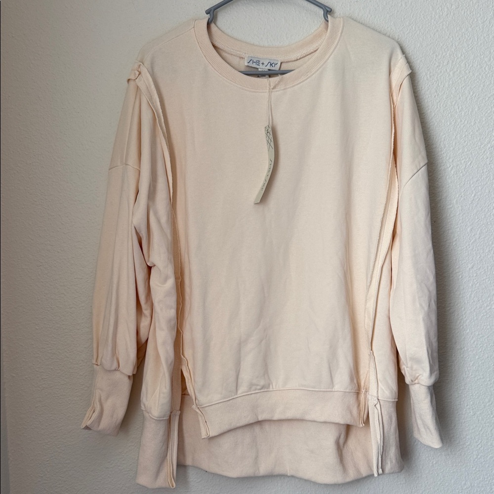 She + Sky Reverse Stitch Dolman Sleeve Sweatshirt